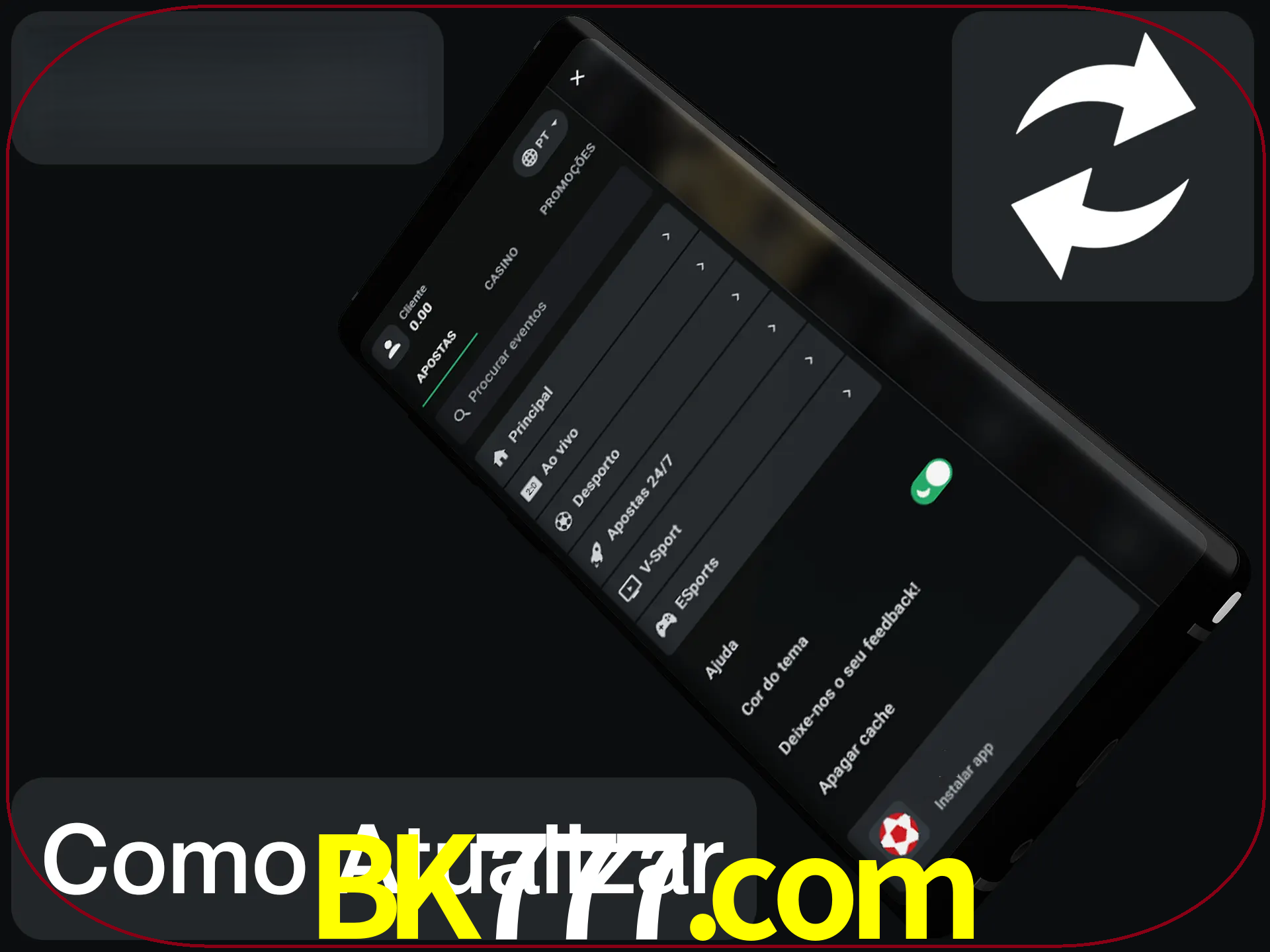 O aplicativo é atualizado automaticamente quando você faz o login.