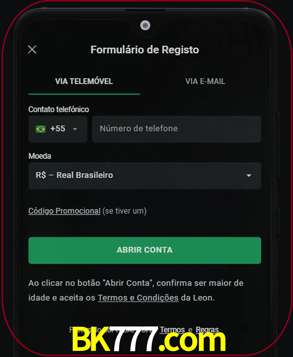 Abra o aplicativo e inicie o processo de registro.