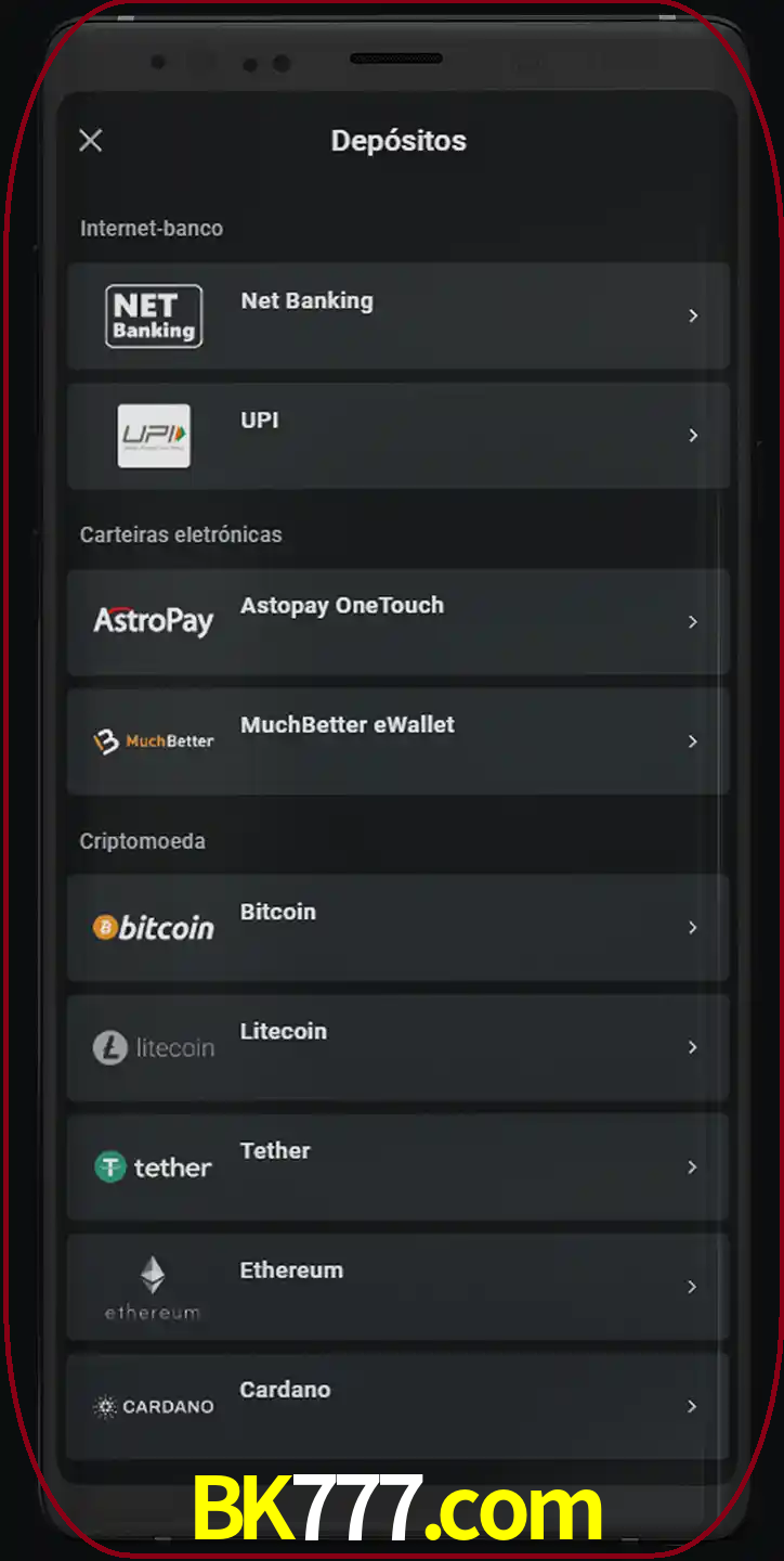 Você pode usar métodos alternativos de depósito.