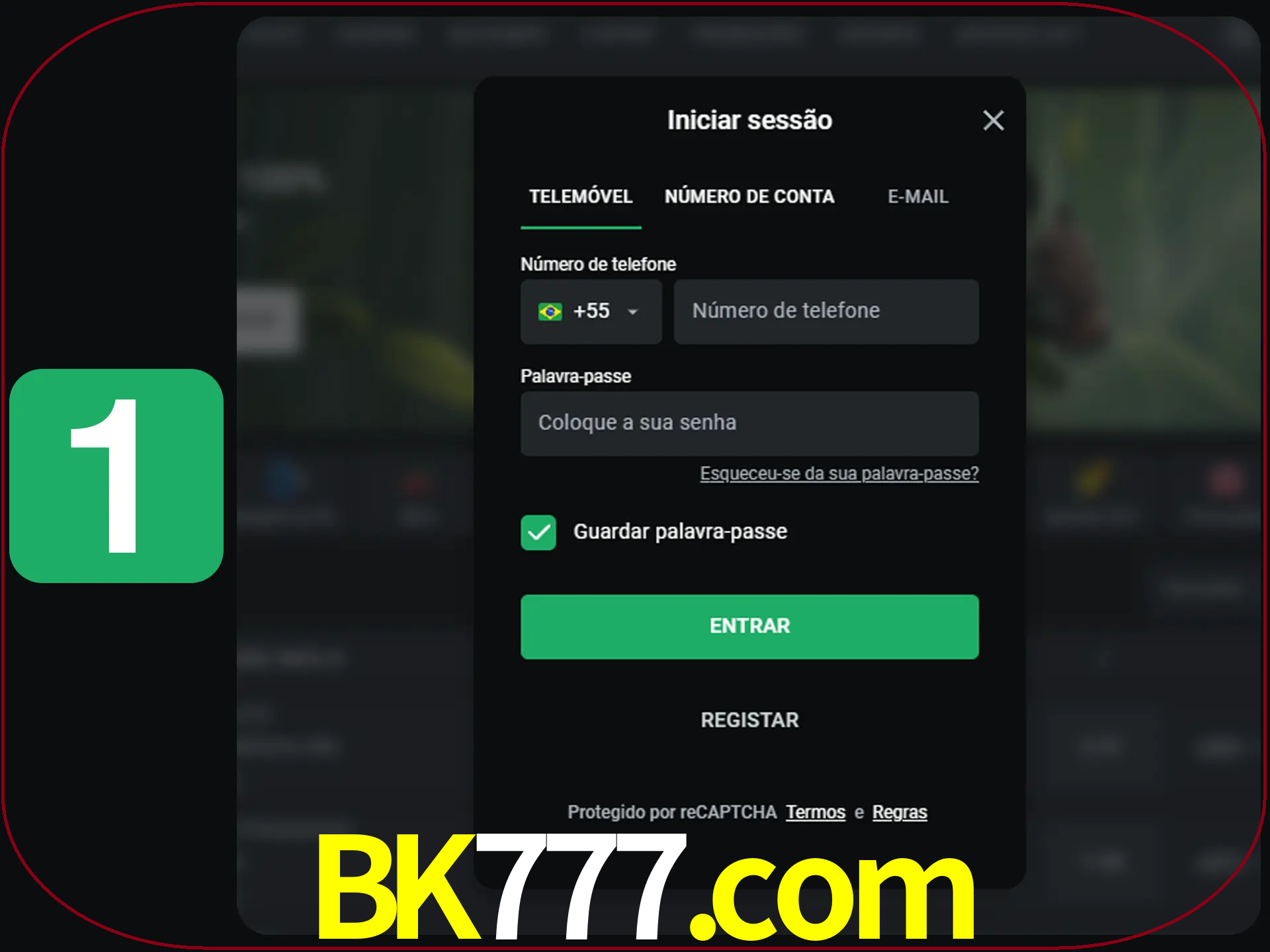 Clique no botão Entrar.